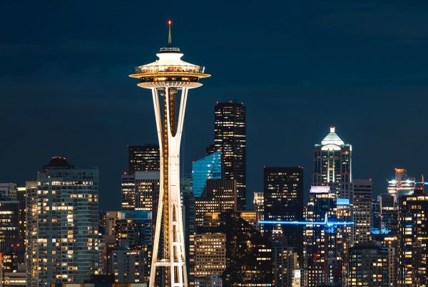Seattle Space Needle at night