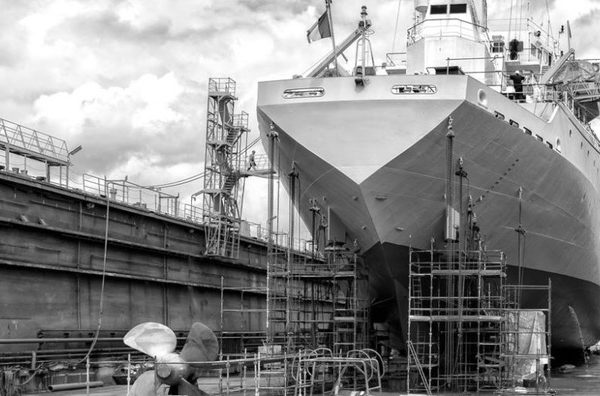 Ship undergoing Dry Dock Repairs