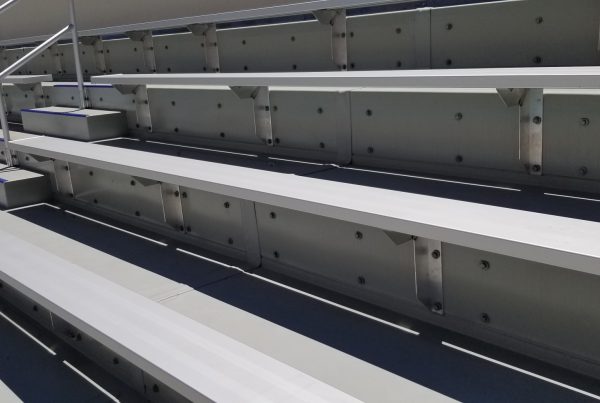 SPS outdoor swimming spectator seating at San Jose Spartan Aquatic Center