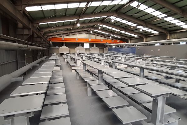 Clean room floor panels under construction