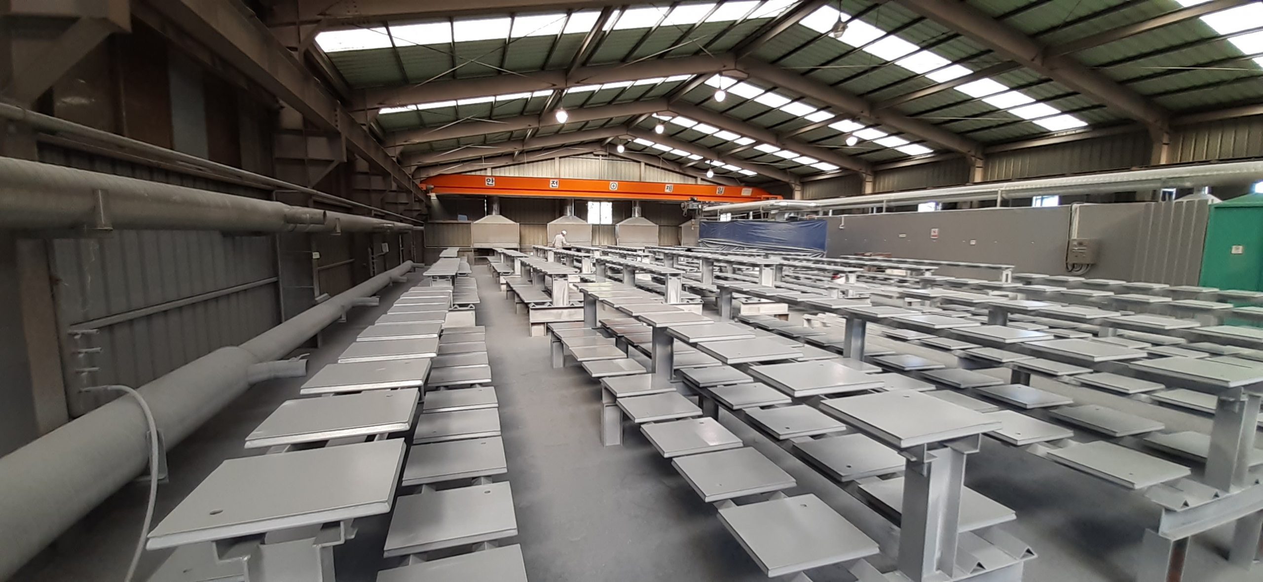 Clean room floor panels under construction