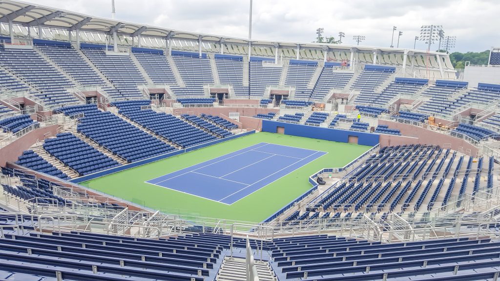 USTA Grandstand Stadium showing SPS tiered decking with seats Grandstand Stadium at Flushing Meadows showing SPS tiered decking without spectators present