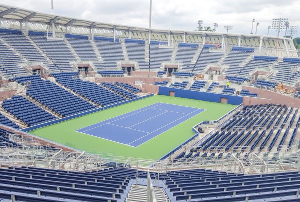 Grandstand Stadium at Flushing Meadows showing SPS tiered decking without spectators present