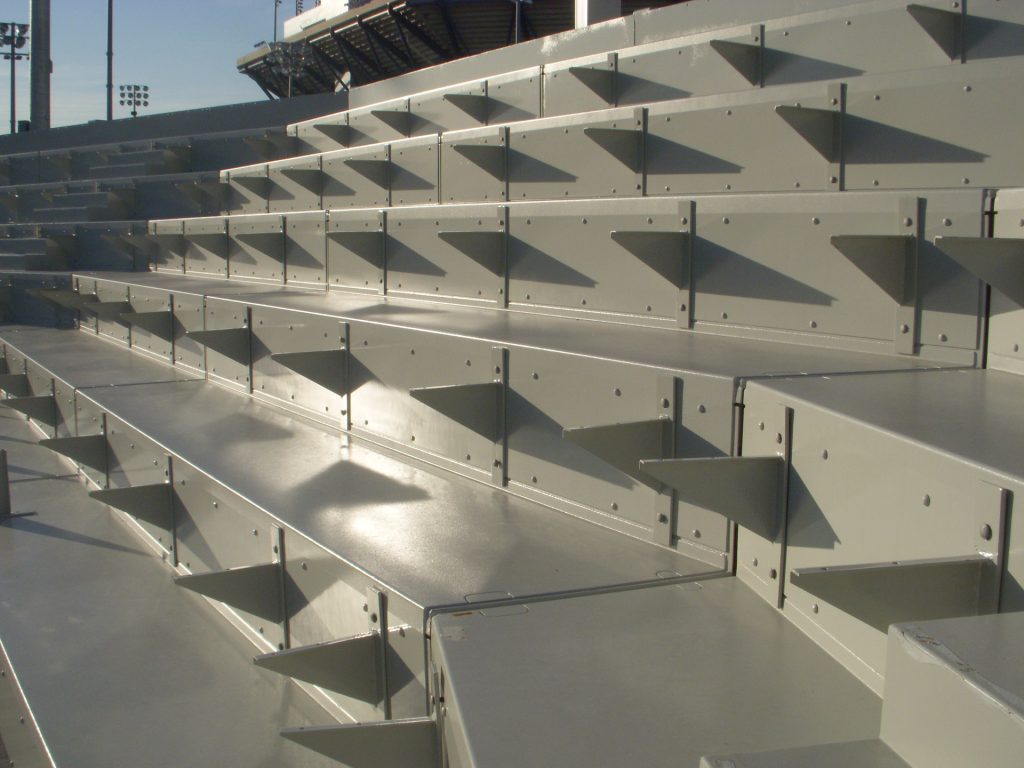 USTA_Court 17 SPS decking system before seats USTA NTC Court 17 SPS tiered decking under construction