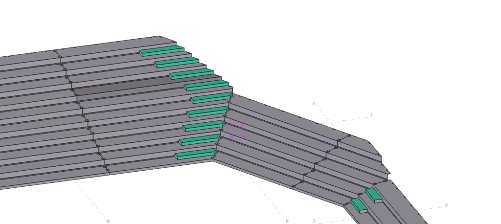 Computer model of SPS terrace corner with aisle steps Computer model of SPS terrace corner with aisle steps
