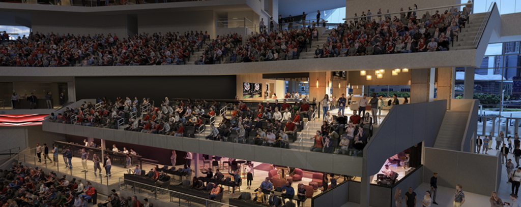 Architect's Rendering of Gallagher Club & Lounge at Molly B's Architect's rendering of updated premium spaces at Mercedes-Benz Stadium, Atlanta